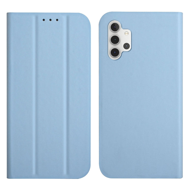 For Samsung Galaxy A32 5G 3-Folding Ultrathin Skin Feel Magnetic Solid Color Horizontal Flip Leather Case with Holder
