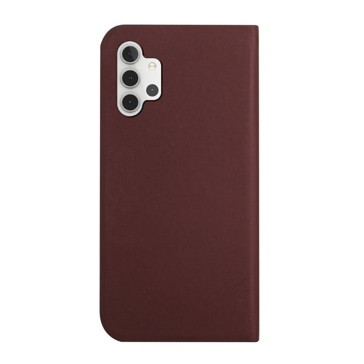 For Samsung Galaxy A32 5G 3-Folding Ultrathin Skin Feel Magnetic Solid Color Horizontal Flip Leather Case with Holder