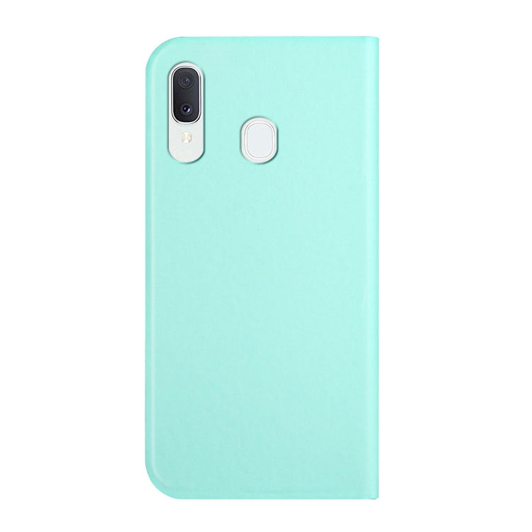 For Samsung Galaxy A40 3-Folding Ultrathin Skin Feel Magnetic Solid Color Horizontal Flip Leather Case with Holder