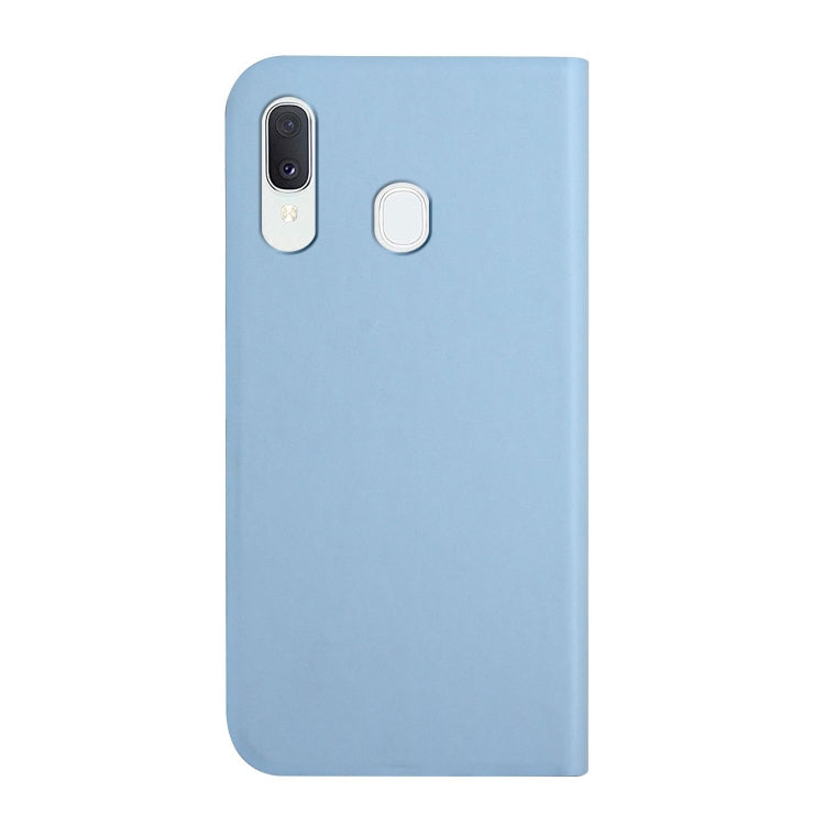 For Samsung Galaxy A40 3-Folding Ultrathin Skin Feel Magnetic Solid Color Horizontal Flip Leather Case with Holder