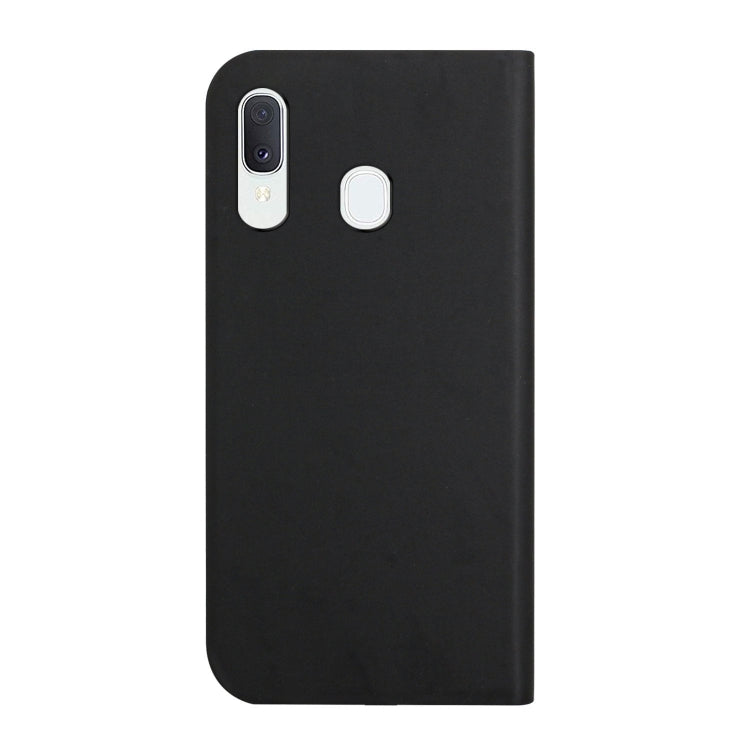 For Samsung Galaxy A40 3-Folding Ultrathin Skin Feel Magnetic Solid Color Horizontal Flip Leather Case with Holder
