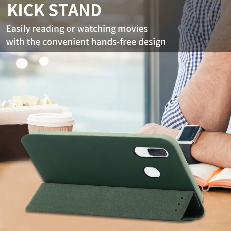 For Samsung Galaxy A40 3-Folding Ultrathin Skin Feel Magnetic Solid Color Horizontal Flip Leather Case with Holder