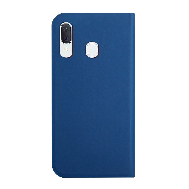 For Samsung Galaxy A40 3-Folding Ultrathin Skin Feel Magnetic Solid Color Horizontal Flip Leather Case with Holder