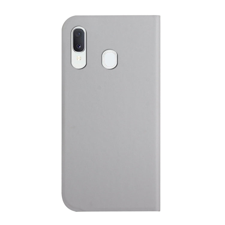 For Samsung Galaxy A40 3-Folding Ultrathin Skin Feel Magnetic Solid Color Horizontal Flip Leather Case with Holder