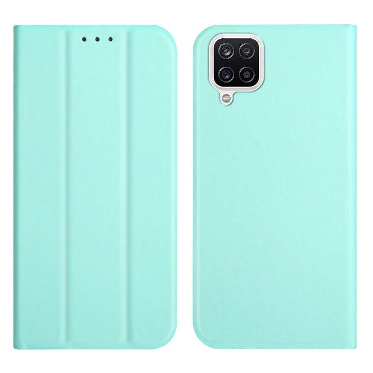 For Samsung Galaxy A42 5G 3-Folding Ultrathin Skin Feel Magnetic Solid Color Horizontal Flip Leather Case with Holder