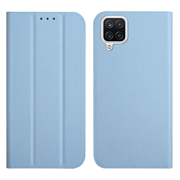 For Samsung Galaxy A42 5G 3-Folding Ultrathin Skin Feel Magnetic Solid Color Horizontal Flip Leather Case with Holder