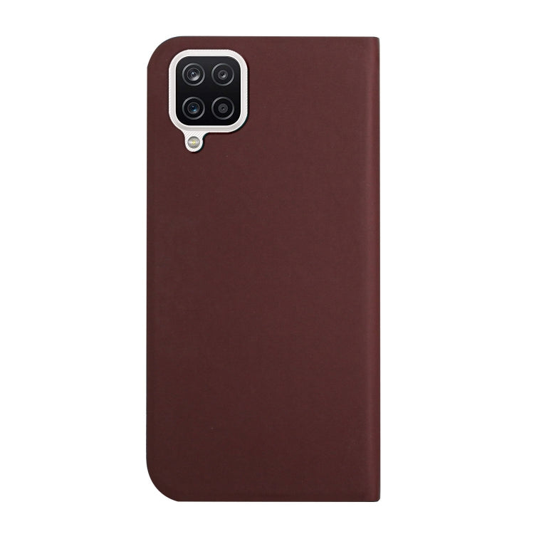 For Samsung Galaxy A42 5G 3-Folding Ultrathin Skin Feel Magnetic Solid Color Horizontal Flip Leather Case with Holder