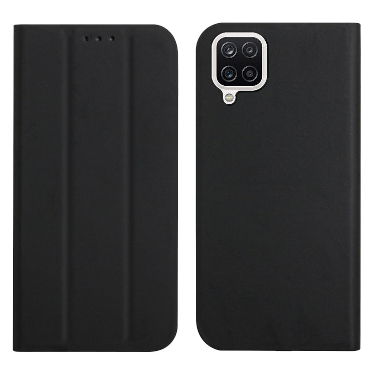 For Samsung Galaxy A42 5G 3-Folding Ultrathin Skin Feel Magnetic Solid Color Horizontal Flip Leather Case with Holder