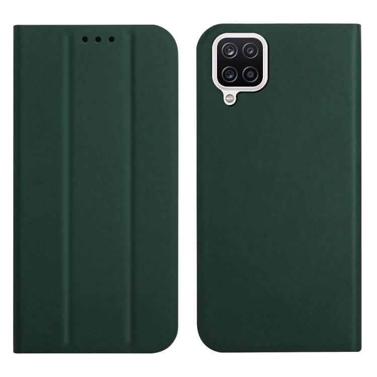 For Samsung Galaxy A42 5G 3-Folding Ultrathin Skin Feel Magnetic Solid Color Horizontal Flip Leather Case with Holder