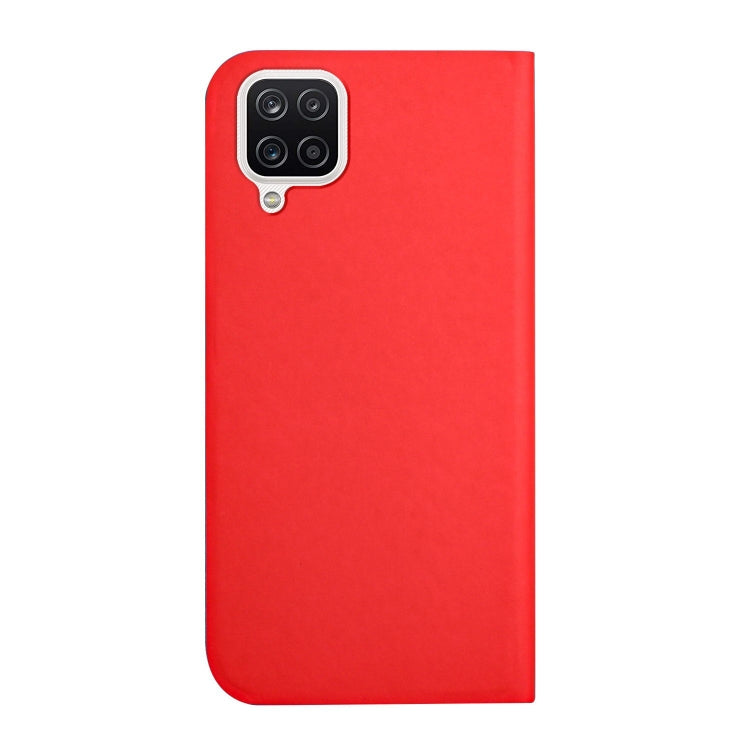For Samsung Galaxy A42 5G 3-Folding Ultrathin Skin Feel Magnetic Solid Color Horizontal Flip Leather Case with Holder