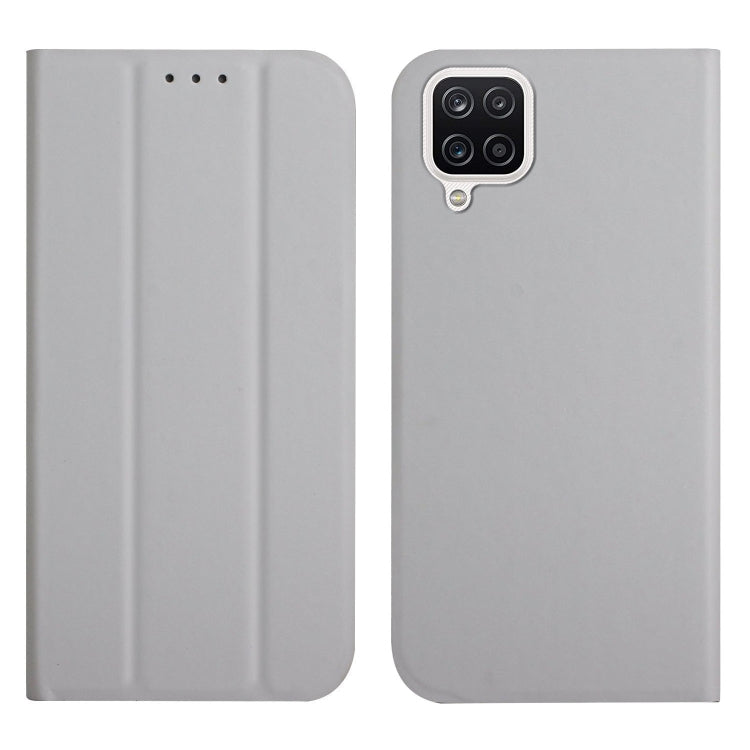 For Samsung Galaxy A42 5G 3-Folding Ultrathin Skin Feel Magnetic Solid Color Horizontal Flip Leather Case with Holder