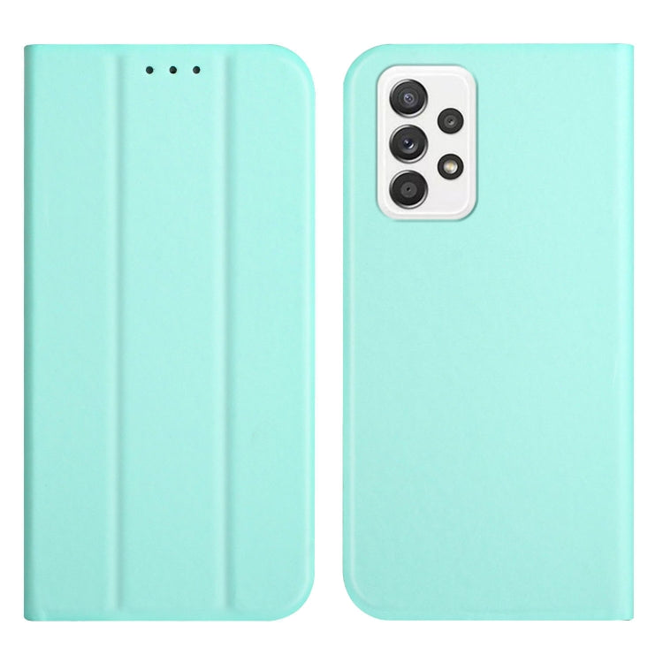 For Samsung Galaxy A52 5G 3-Folding Ultrathin Skin Feel Magnetic Solid Color Horizontal Flip Leather Case with Holder