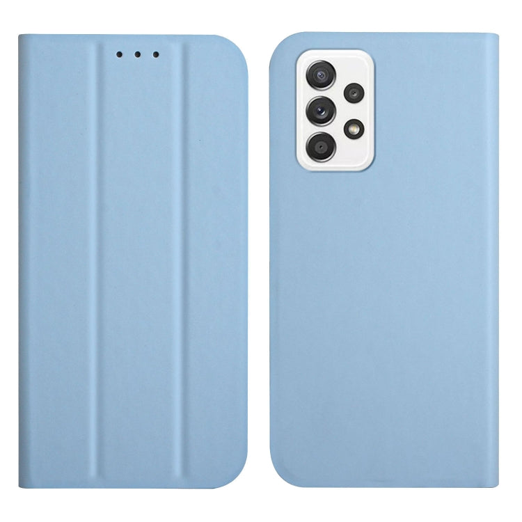 For Samsung Galaxy A52 5G 3-Folding Ultrathin Skin Feel Magnetic Solid Color Horizontal Flip Leather Case with Holder