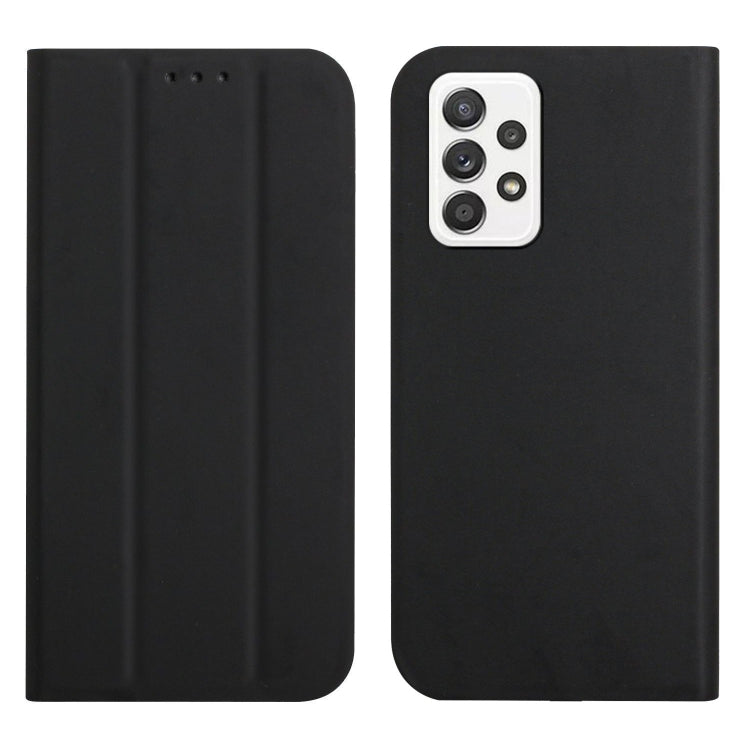 For Samsung Galaxy A52 5G 3-Folding Ultrathin Skin Feel Magnetic Solid Color Horizontal Flip Leather Case with Holder