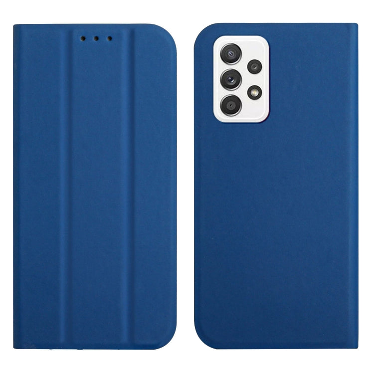 For Samsung Galaxy A52 5G 3-Folding Ultrathin Skin Feel Magnetic Solid Color Horizontal Flip Leather Case with Holder