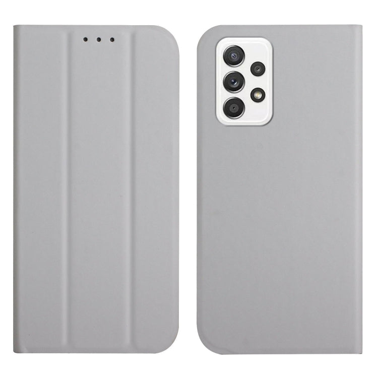 For Samsung Galaxy A52 5G 3-Folding Ultrathin Skin Feel Magnetic Solid Color Horizontal Flip Leather Case with Holder
