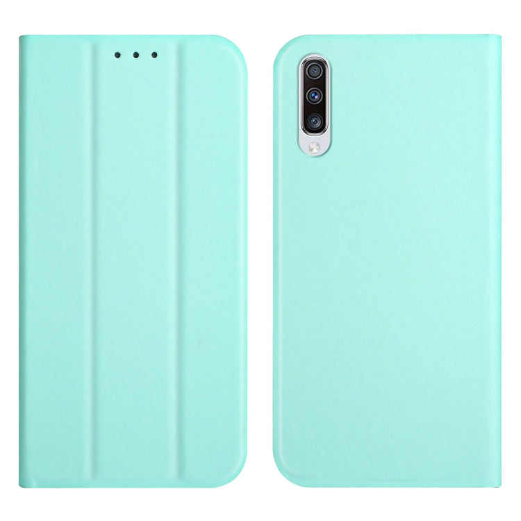 For Samsung Galaxy A70 3-Folding Ultrathin Skin Feel Magnetic Solid Color Horizontal Flip Leather Case with Holder