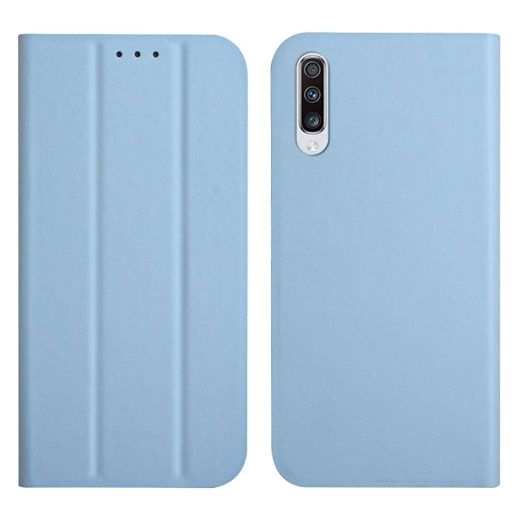 For Samsung Galaxy A70 3-Folding Ultrathin Skin Feel Magnetic Solid Color Horizontal Flip Leather Case with Holder
