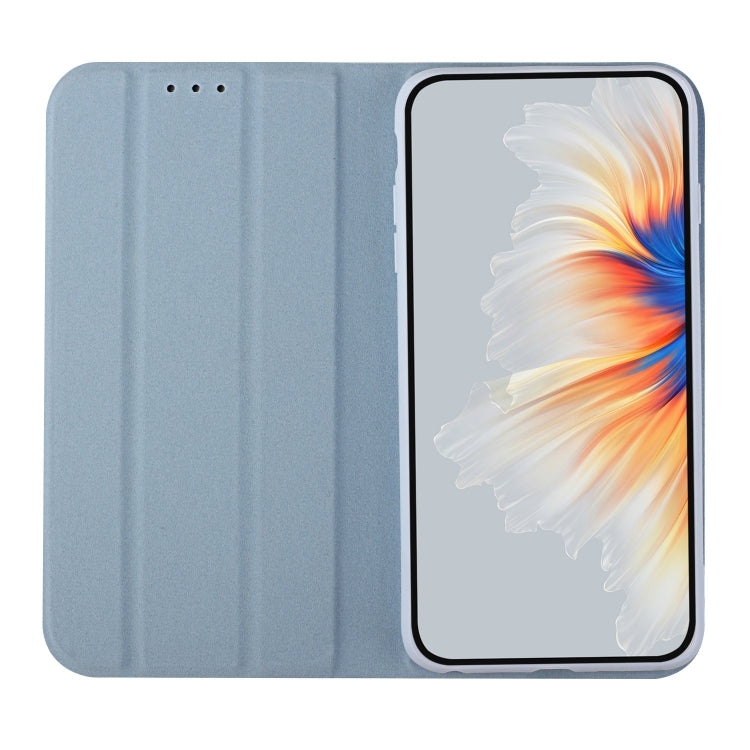 For Samsung Galaxy A70 3-Folding Ultrathin Skin Feel Magnetic Solid Color Horizontal Flip Leather Case with Holder