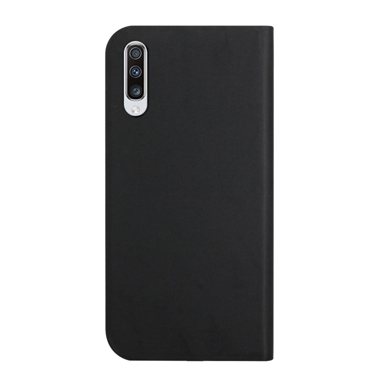 For Samsung Galaxy A70 3-Folding Ultrathin Skin Feel Magnetic Solid Color Horizontal Flip Leather Case with Holder