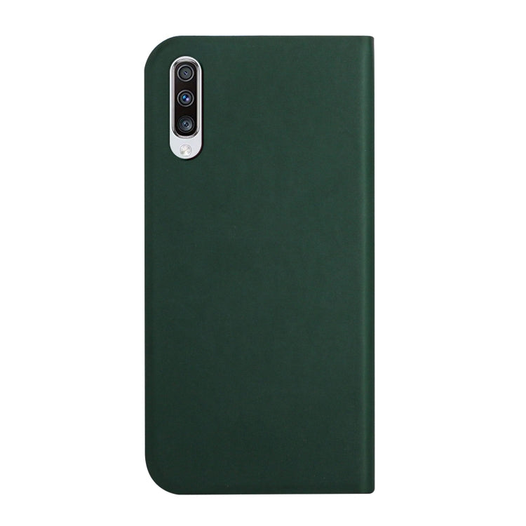 For Samsung Galaxy A70 3-Folding Ultrathin Skin Feel Magnetic Solid Color Horizontal Flip Leather Case with Holder