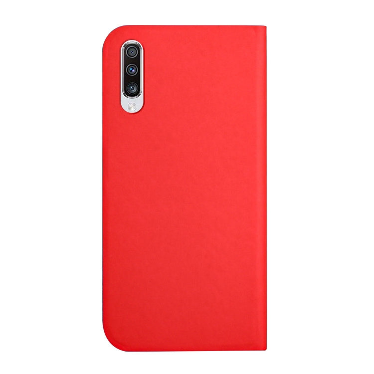 For Samsung Galaxy A70 3-Folding Ultrathin Skin Feel Magnetic Solid Color Horizontal Flip Leather Case with Holder