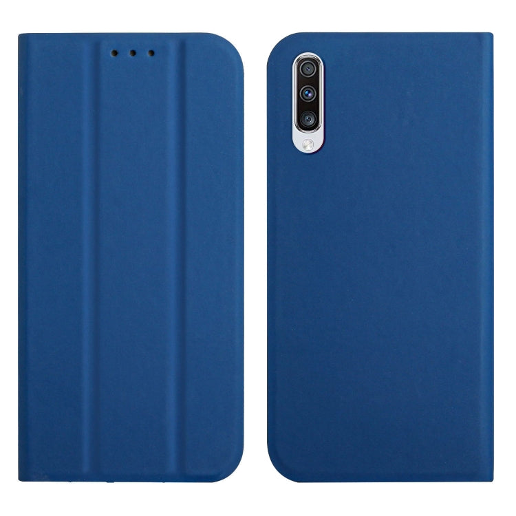 For Samsung Galaxy A70 3-Folding Ultrathin Skin Feel Magnetic Solid Color Horizontal Flip Leather Case with Holder