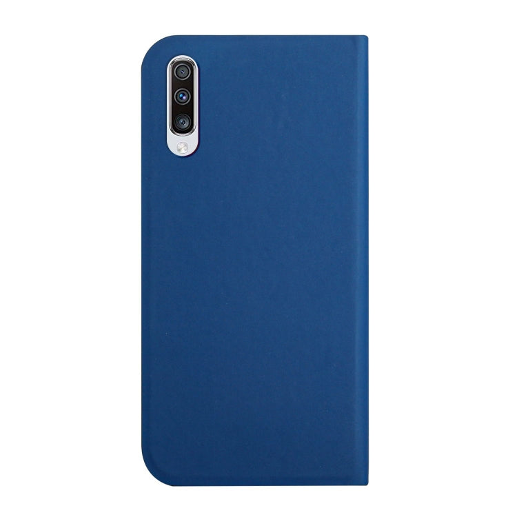 For Samsung Galaxy A70 3-Folding Ultrathin Skin Feel Magnetic Solid Color Horizontal Flip Leather Case with Holder