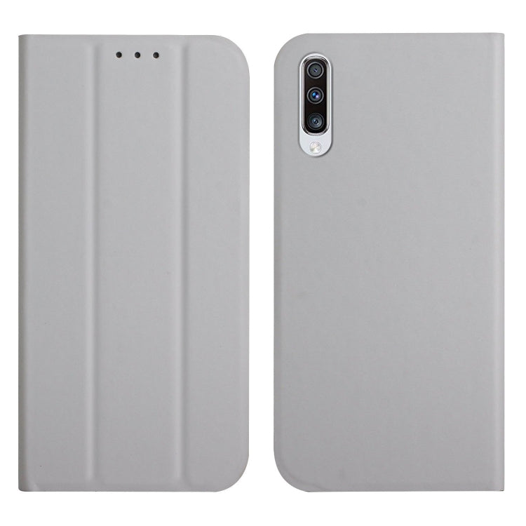 For Samsung Galaxy A70 3-Folding Ultrathin Skin Feel Magnetic Solid Color Horizontal Flip Leather Case with Holder