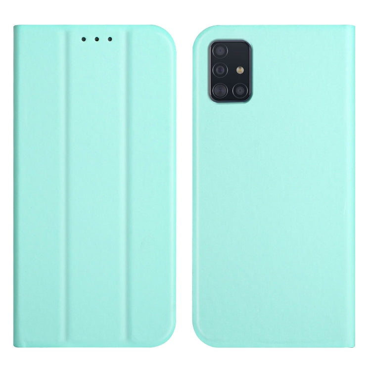 For Samsung Galaxy A71 4G 3-Folding Ultrathin Skin Feel Magnetic Solid Color Horizontal Flip Leather Case with Holder