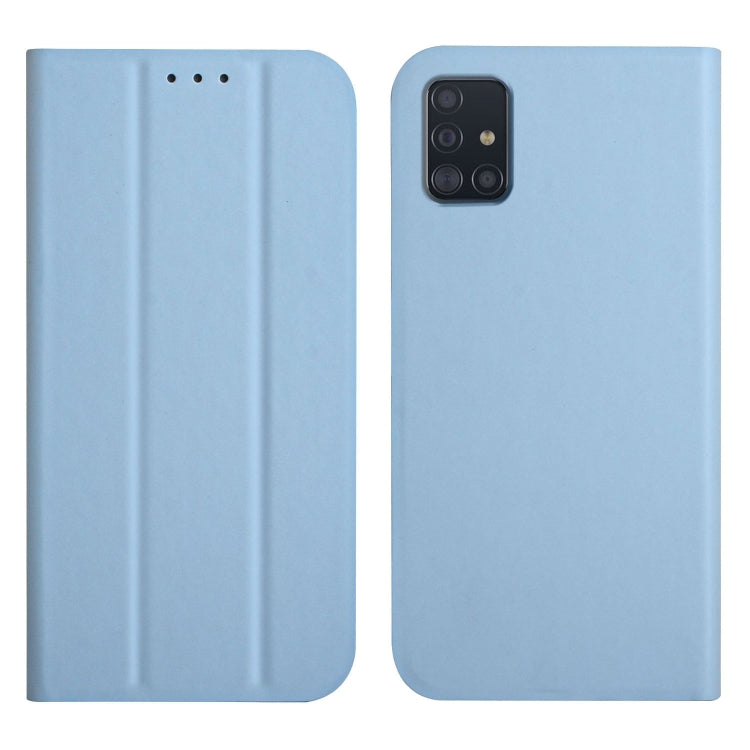 For Samsung Galaxy A71 4G 3-Folding Ultrathin Skin Feel Magnetic Solid Color Horizontal Flip Leather Case with Holder