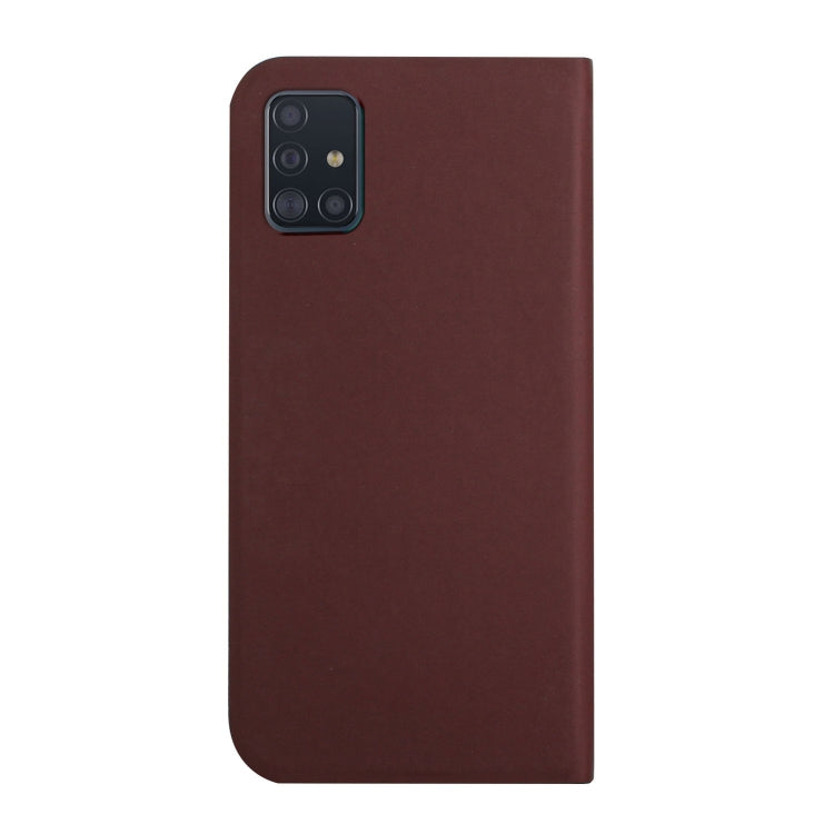 For Samsung Galaxy A71 4G 3-Folding Ultrathin Skin Feel Magnetic Solid Color Horizontal Flip Leather Case with Holder