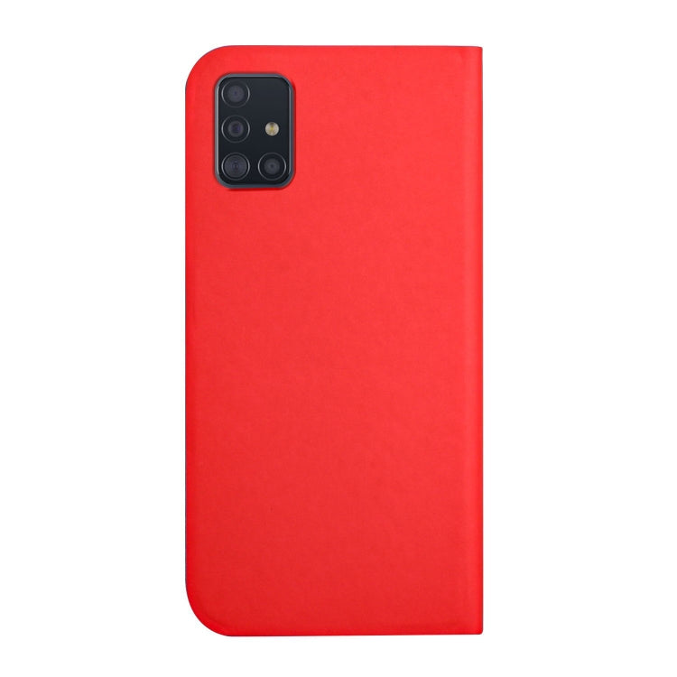 For Samsung Galaxy A71 4G 3-Folding Ultrathin Skin Feel Magnetic Solid Color Horizontal Flip Leather Case with Holder