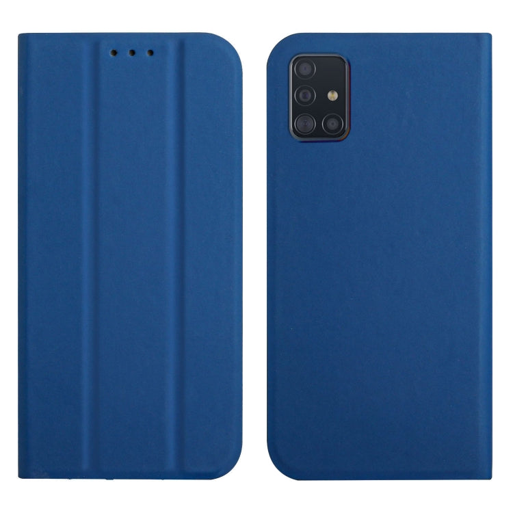 For Samsung Galaxy A71 4G 3-Folding Ultrathin Skin Feel Magnetic Solid Color Horizontal Flip Leather Case with Holder