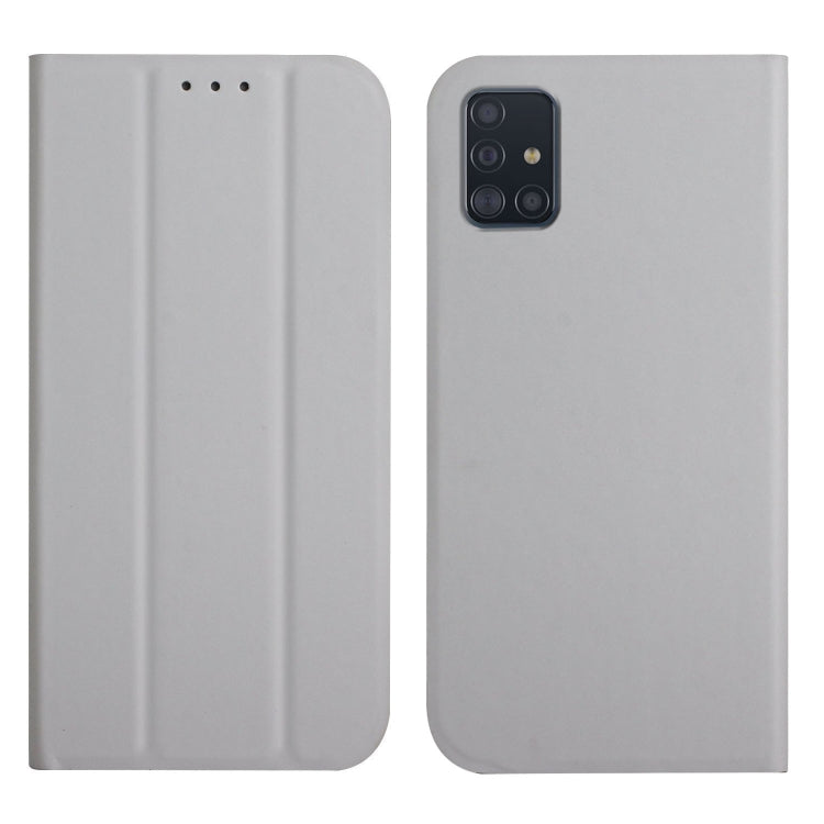 For Samsung Galaxy A71 4G 3-Folding Ultrathin Skin Feel Magnetic Solid Color Horizontal Flip Leather Case with Holder