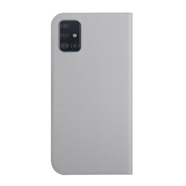 For Samsung Galaxy A71 4G 3-Folding Ultrathin Skin Feel Magnetic Solid Color Horizontal Flip Leather Case with Holder