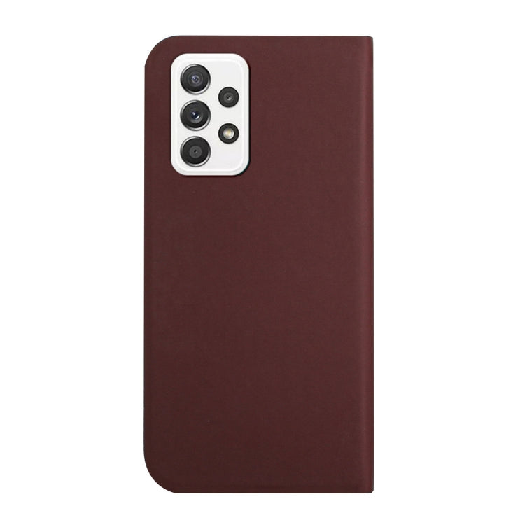 For Samsung Galaxy A72 5G 3-Folding Ultrathin Skin Feel Magnetic Solid Color Horizontal Flip Leather Case with Holder
