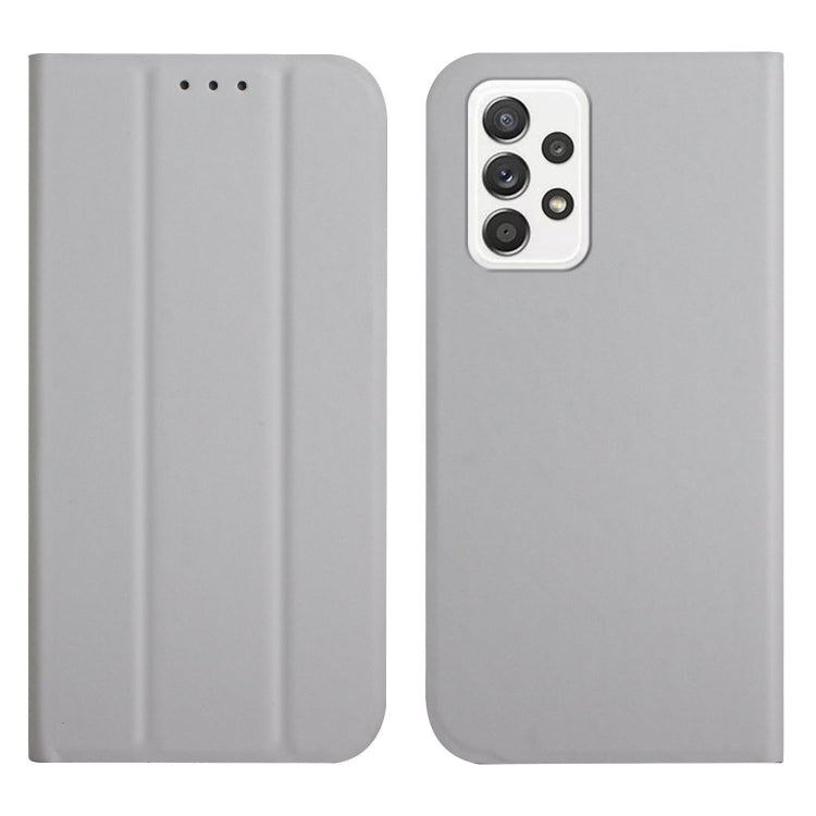 For Samsung Galaxy A72 5G 3-Folding Ultrathin Skin Feel Magnetic Solid Color Horizontal Flip Leather Case with Holder