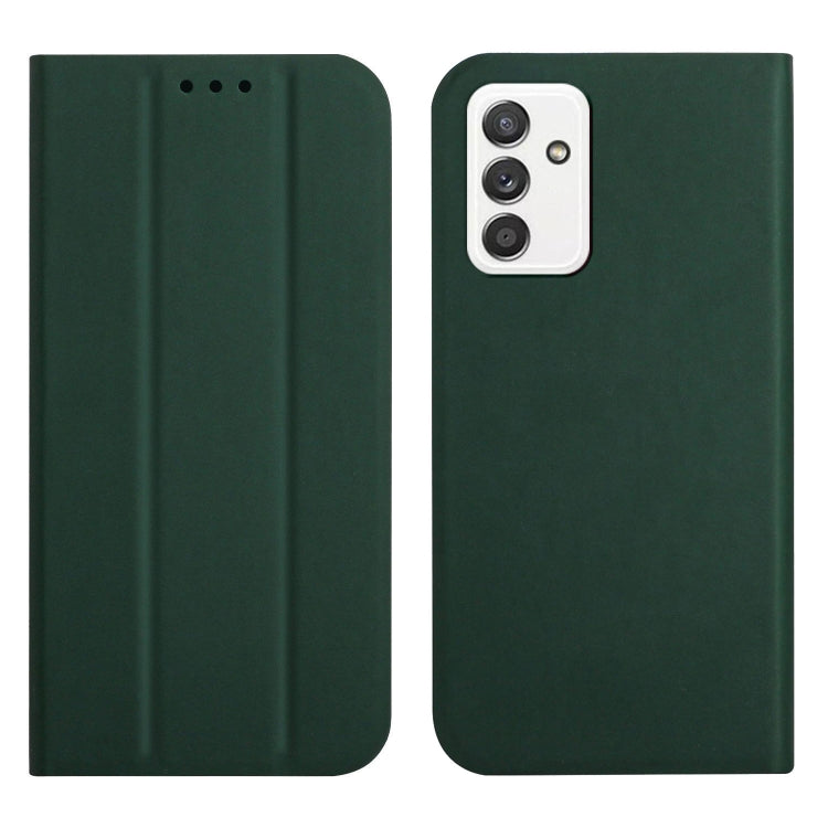 For Samsung Galaxy A82 5G 3-Folding Ultrathin Skin Feel Magnetic Solid Color Horizontal Flip Leather Case with Holder