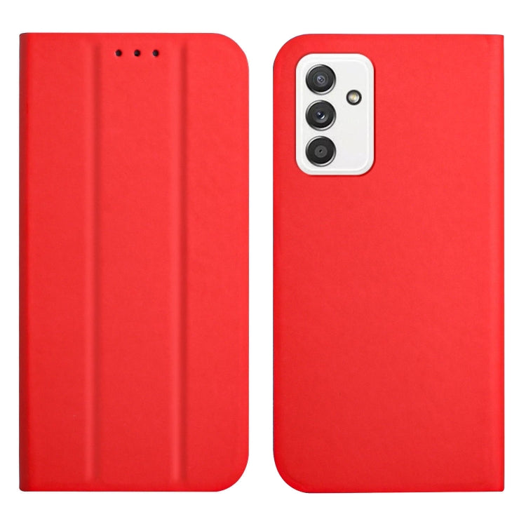 For Samsung Galaxy A82 5G 3-Folding Ultrathin Skin Feel Magnetic Solid Color Horizontal Flip Leather Case with Holder