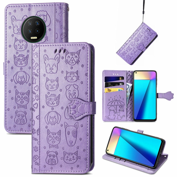 For Infinix Note 7 Lovely Cat and Dog Embossing Pattern Horizontal Flip Leather Case , with Holder & Card Slots & Wallet & Cartoon Clasp & Lanyard