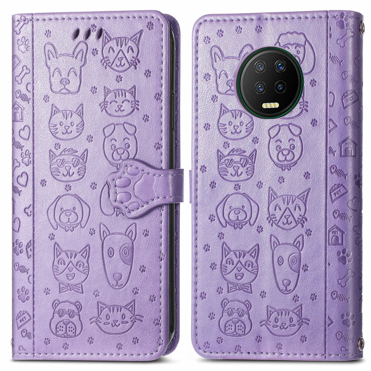 For Infinix Note 7 Lovely Cat and Dog Embossing Pattern Horizontal Flip Leather Case , with Holder & Card Slots & Wallet & Cartoon Clasp & Lanyard