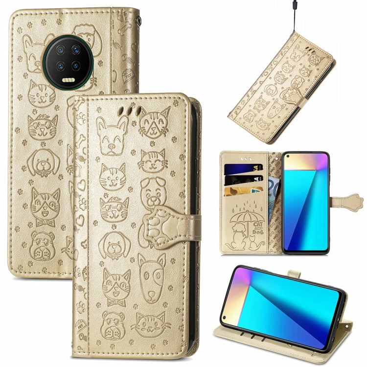 For Infinix Note 7 Lovely Cat and Dog Embossing Pattern Horizontal Flip Leather Case , with Holder & Card Slots & Wallet & Cartoon Clasp & Lanyard