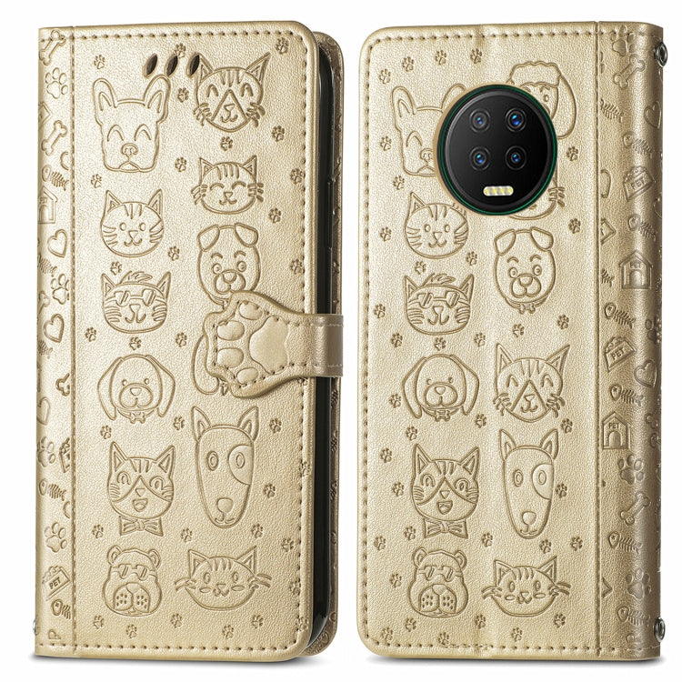 For Infinix Note 7 Lovely Cat and Dog Embossing Pattern Horizontal Flip Leather Case , with Holder & Card Slots & Wallet & Cartoon Clasp & Lanyard
