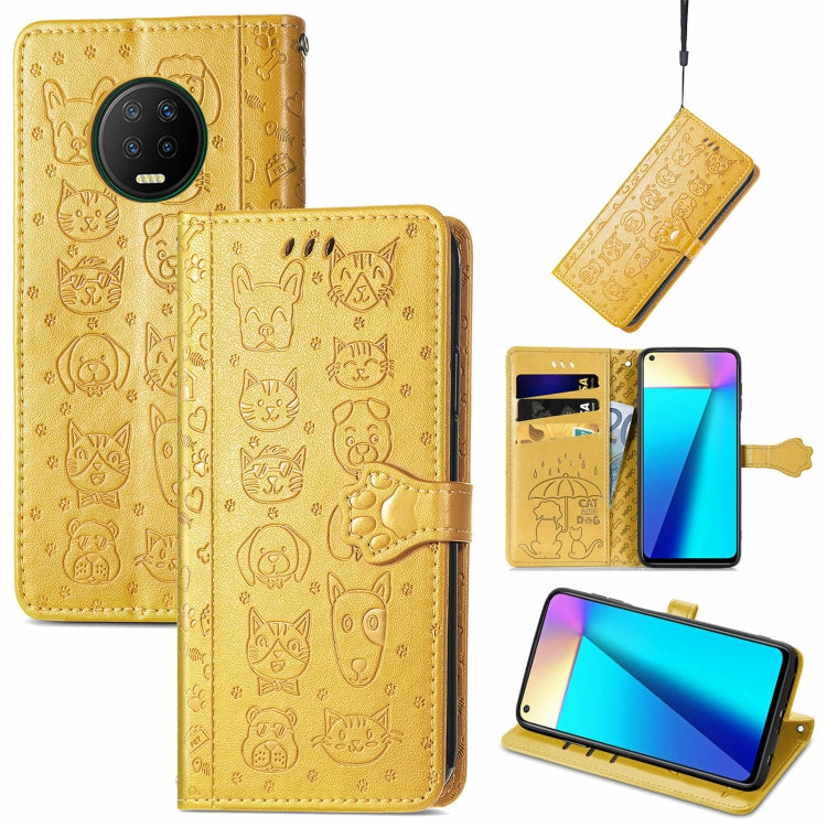 For Infinix Note 7 Lovely Cat and Dog Embossing Pattern Horizontal Flip Leather Case , with Holder & Card Slots & Wallet & Cartoon Clasp & Lanyard