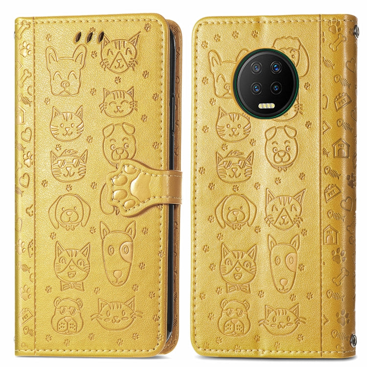 For Infinix Note 7 Lovely Cat and Dog Embossing Pattern Horizontal Flip Leather Case , with Holder & Card Slots & Wallet & Cartoon Clasp & Lanyard