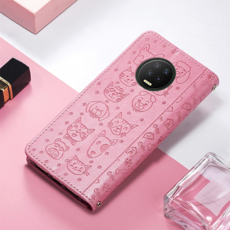 For Infinix Note 7 Lovely Cat and Dog Embossing Pattern Horizontal Flip Leather Case , with Holder & Card Slots & Wallet & Cartoon Clasp & Lanyard