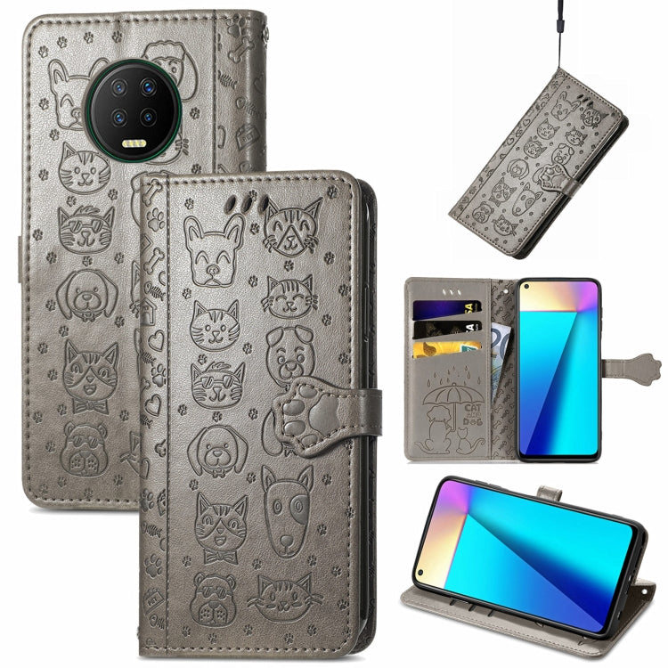 For Infinix Note 7 Lovely Cat and Dog Embossing Pattern Horizontal Flip Leather Case , with Holder & Card Slots & Wallet & Cartoon Clasp & Lanyard