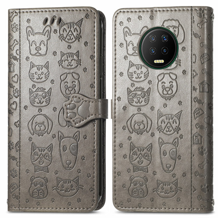 For Infinix Note 7 Lovely Cat and Dog Embossing Pattern Horizontal Flip Leather Case , with Holder & Card Slots & Wallet & Cartoon Clasp & Lanyard