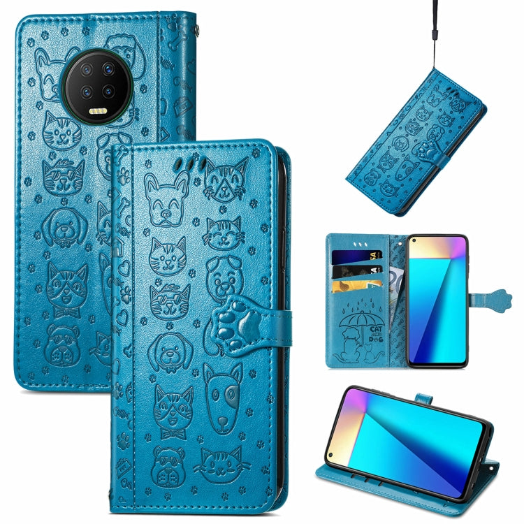 For Infinix Note 7 Lovely Cat and Dog Embossing Pattern Horizontal Flip Leather Case , with Holder & Card Slots & Wallet & Cartoon Clasp & Lanyard